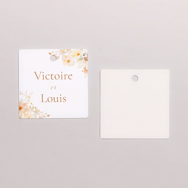 Etiquette perforée Mariage Carrée Pochette fleurie photo