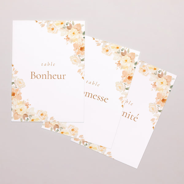 Marque table Mariage Rectangle Pochette fleurie photo