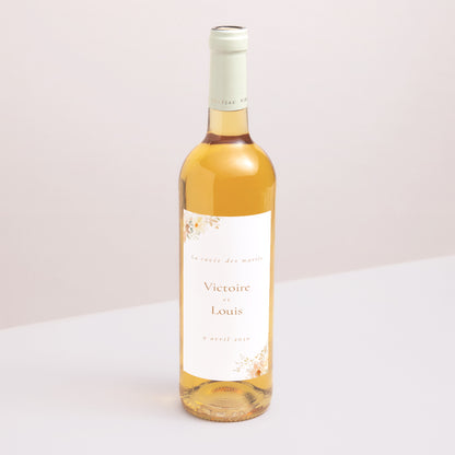 Etiquette bouteille Mariage Portrait Pochette fleurie photo N° 1