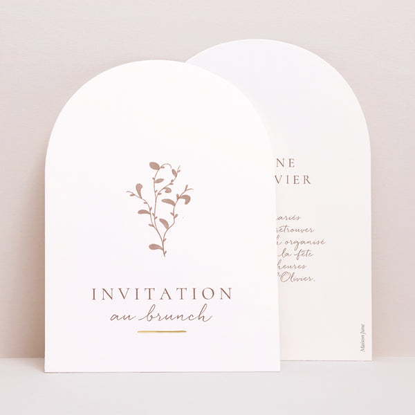 Invitations Mariage Petite arche Couronne dorure élégante photo