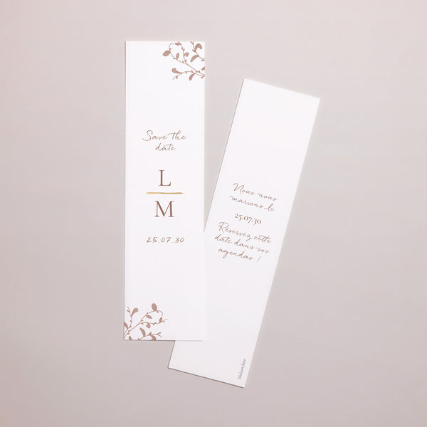 Save the date Mariage Marque-page Couronne dorure élégante photo