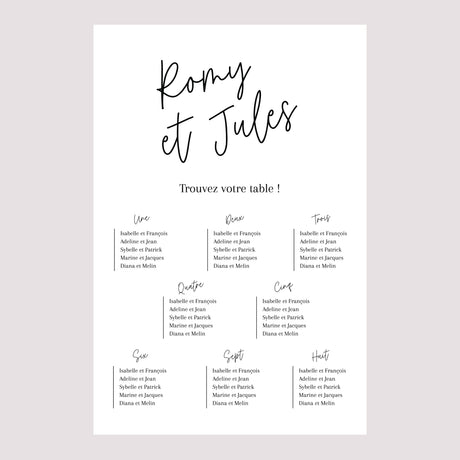 Plan de table Mariage Portrait Pacôme