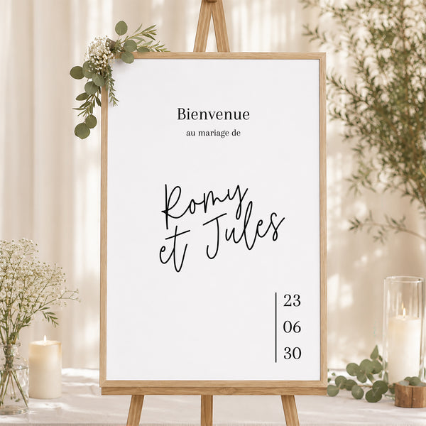 Panneau bienvenue Mariage Portrait 60 x 90 cm Pacôme photo