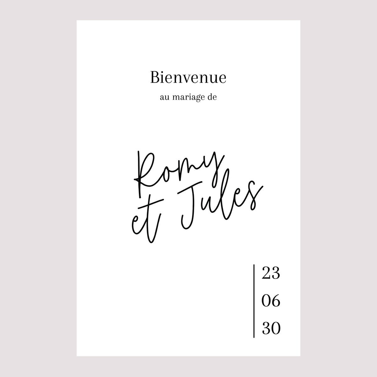 Panneau bienvenue Mariage Portrait 60 x 90 cm Pacôme photo N° 2