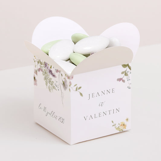 Boîte à dragées Mariage Ouverture papillon Couronne fleurie photo