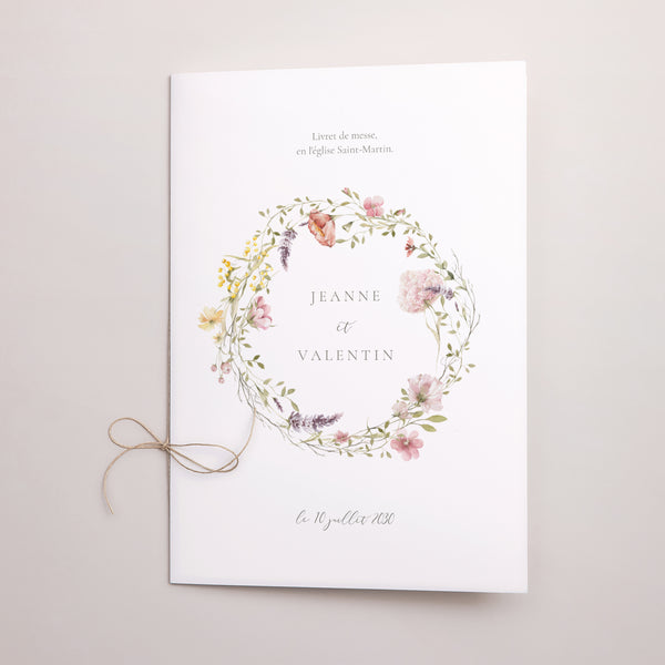 Livret de messe Mariage Double volet Couronne fleurie photo