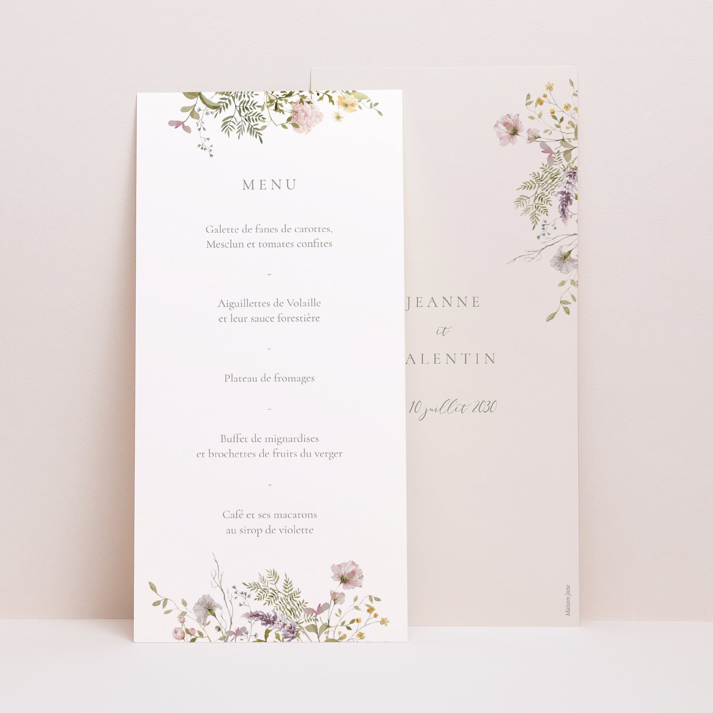 Menu Mariage Panoramique portrait Couronne fleurie photo N° 1