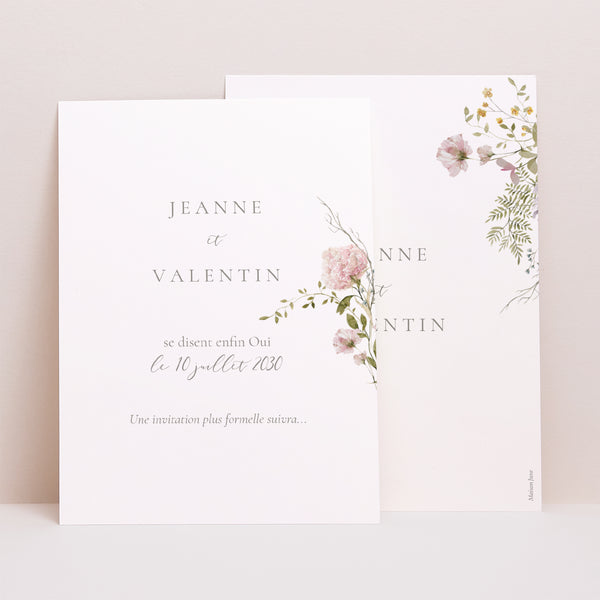 Save the date Mariage Portrait Couronne fleurie photo