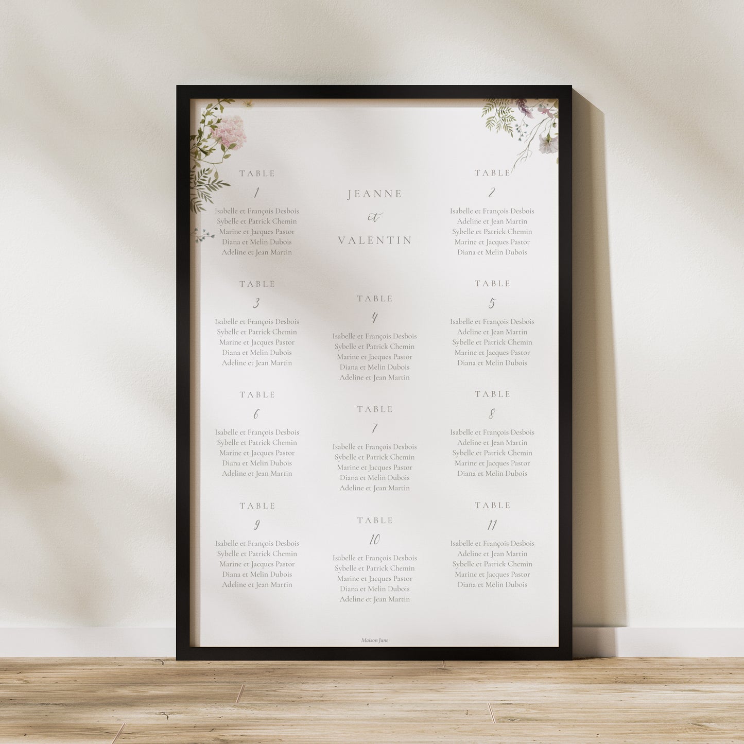 Plan de table Mariage Portrait Couronne fleurie photo N° 1