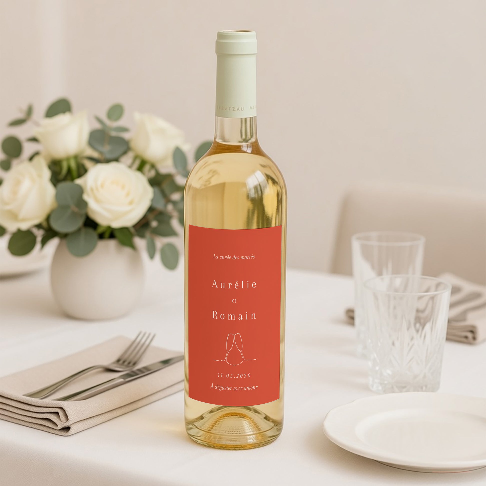 Etiquette bouteille Mariage Portrait Cornaline photo N° 2