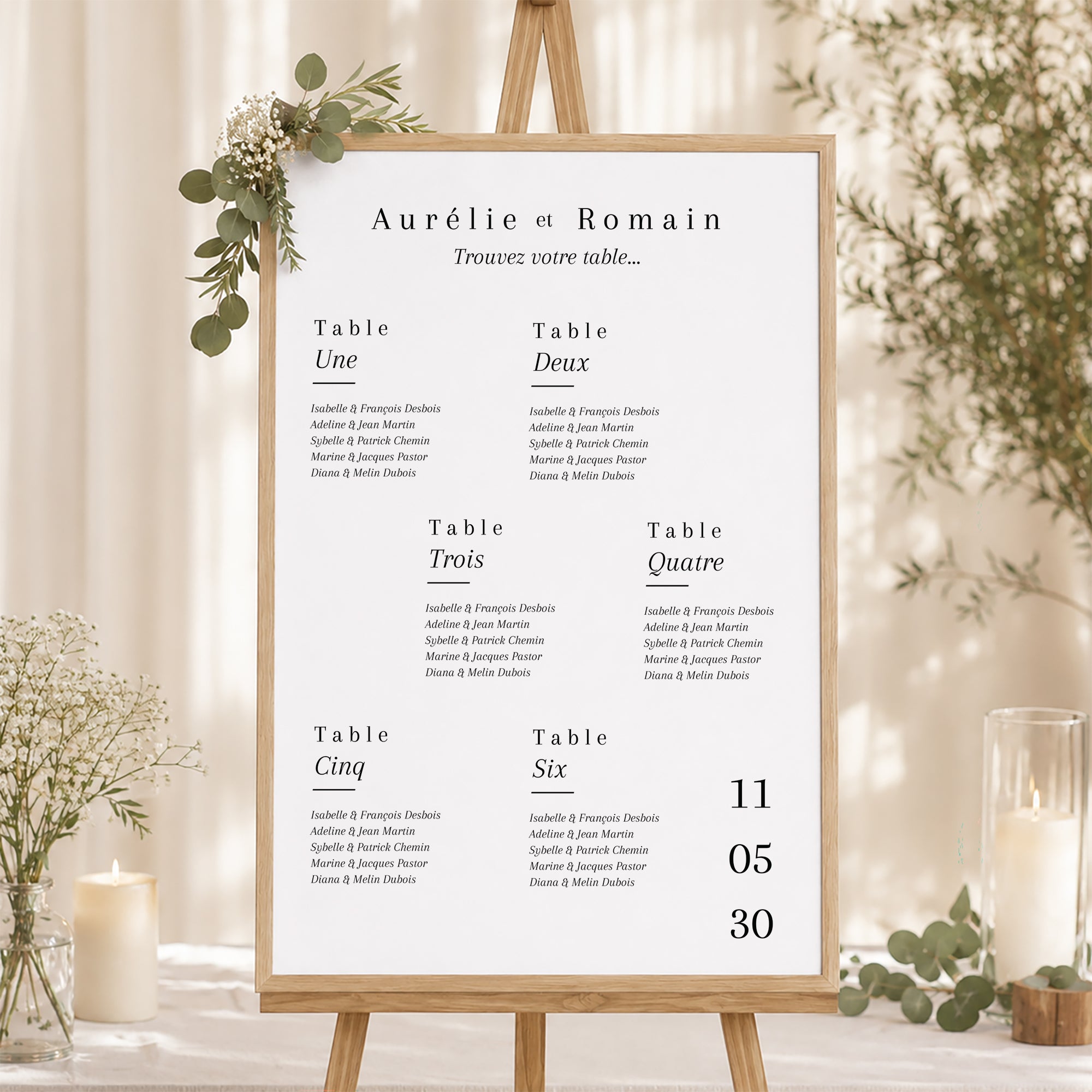 Plan de table Mariage Portrait 60 x 90 cm Cornaline photo N° 1