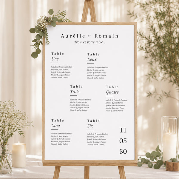 Plan de table Mariage Portrait 60 x 90 cm Cornaline photo