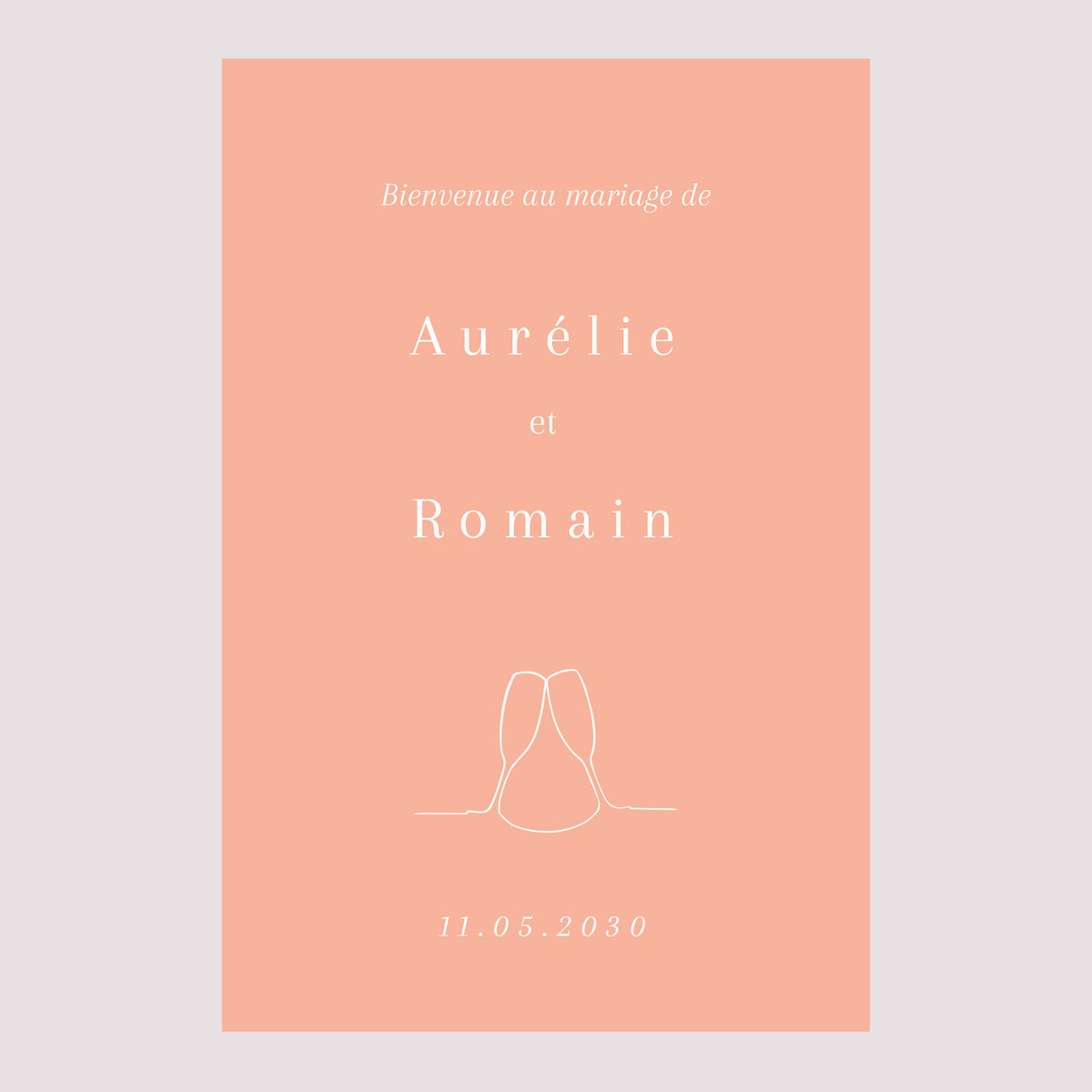 Panneau bienvenue Mariage Portrait 60 x 90 cm Cornaline photo N° 2