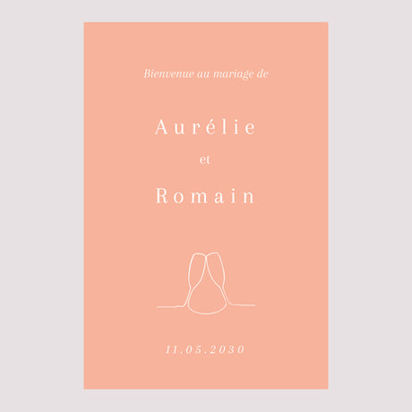 Panneau bienvenue Mariage Portrait 60 x 90 cm Cornaline