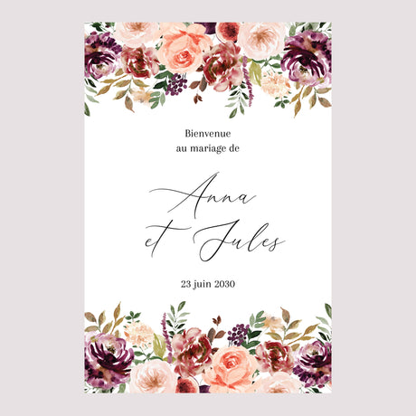 Panneau bienvenue Mariage Portrait 60 x 90 cm Caudélie