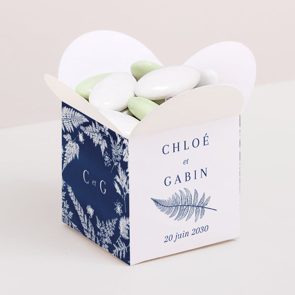 Boîte à dragées Mariage Ouverture papillon Cyanotype II photo