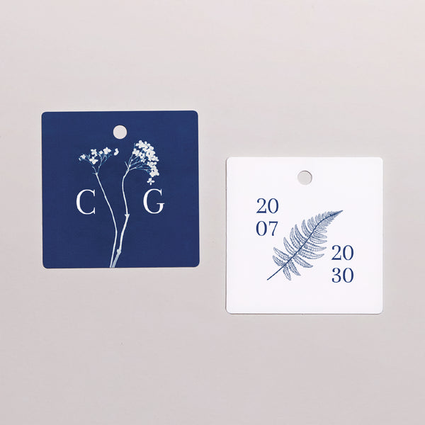 Etiquette perforée Mariage Carrée Cyanotype II photo