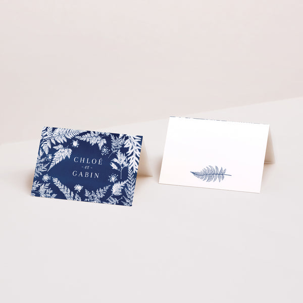 Marque-place Mariage 2 volets Cyanotype II photo
