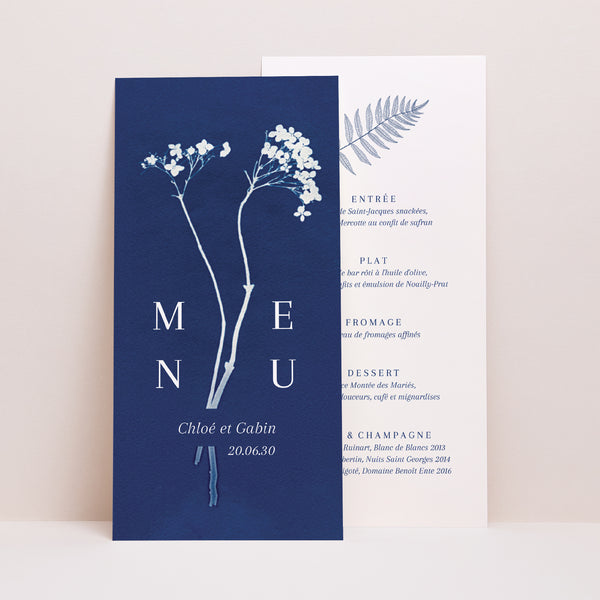 Menu Mariage Panoramique portrait Cyanotype II photo