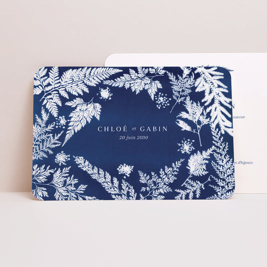Faire-part Mariage Paysage, bords arrondis Cyanotype II photo