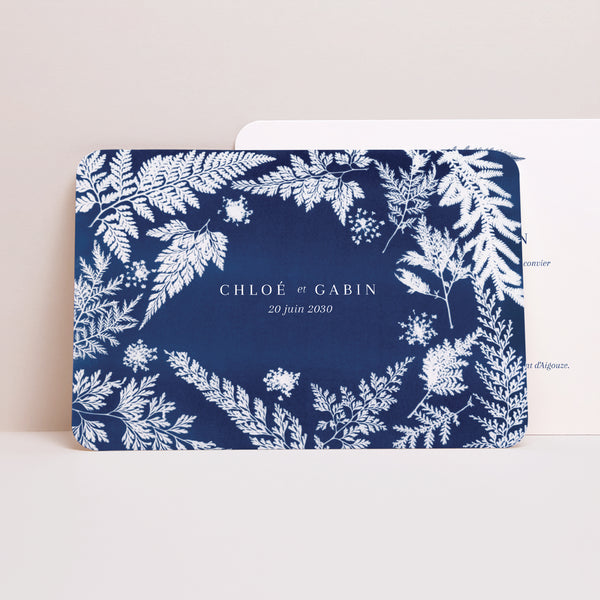 Faire-part Mariage Paysage, bords arrondis Cyanotype II photo