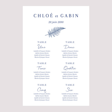 Plan de table Mariage Portrait 60 x 90 cm Cyanotype II