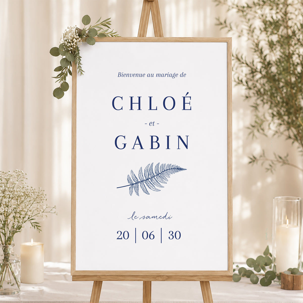 Panneau bienvenue Mariage Portrait 60 x 90 cm Cyanotype II photo N° 1