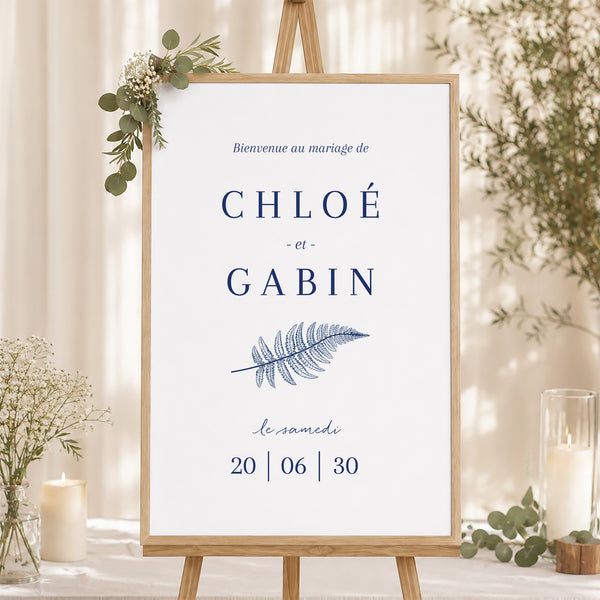 Panneau bienvenue Mariage Portrait 60 x 90 cm Cyanotype II photo