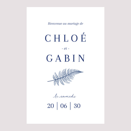 Panneau bienvenue Mariage Portrait 60 x 90 cm Cyanotype II