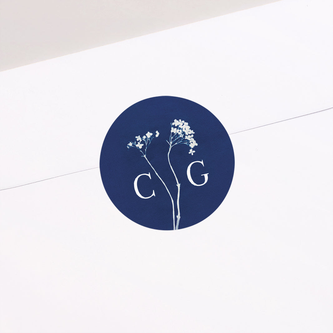 Sticker Mariage Rond Cyanotype 2 photo N° 1