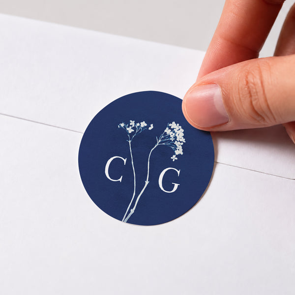Sticker Mariage Rond Cyanotype II photo