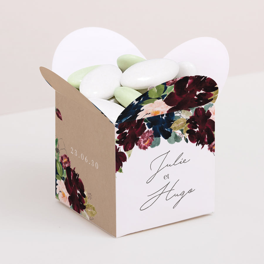Boîte à dragées Mariage Ouverture papillon Pompadour photo