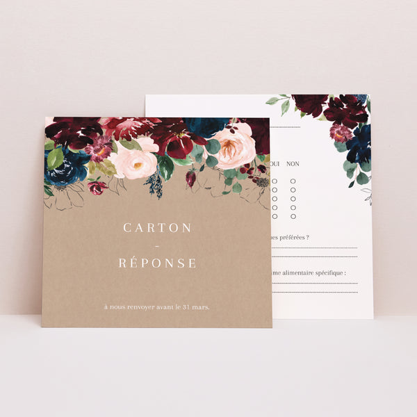 Carton réponse Mariage Carré Pompadour photo