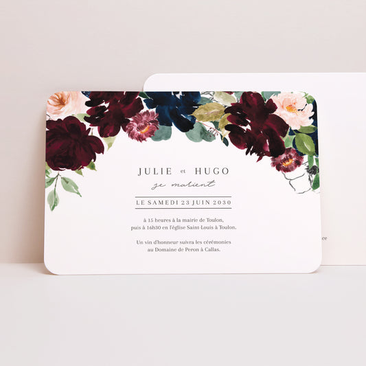 Faire-part Mariage Paysage, bords arrondis Pompadour photo