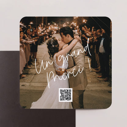 Remerciements Mariage Lot de 8, magnétique, carré coins arrondis For Ever photo N° 1