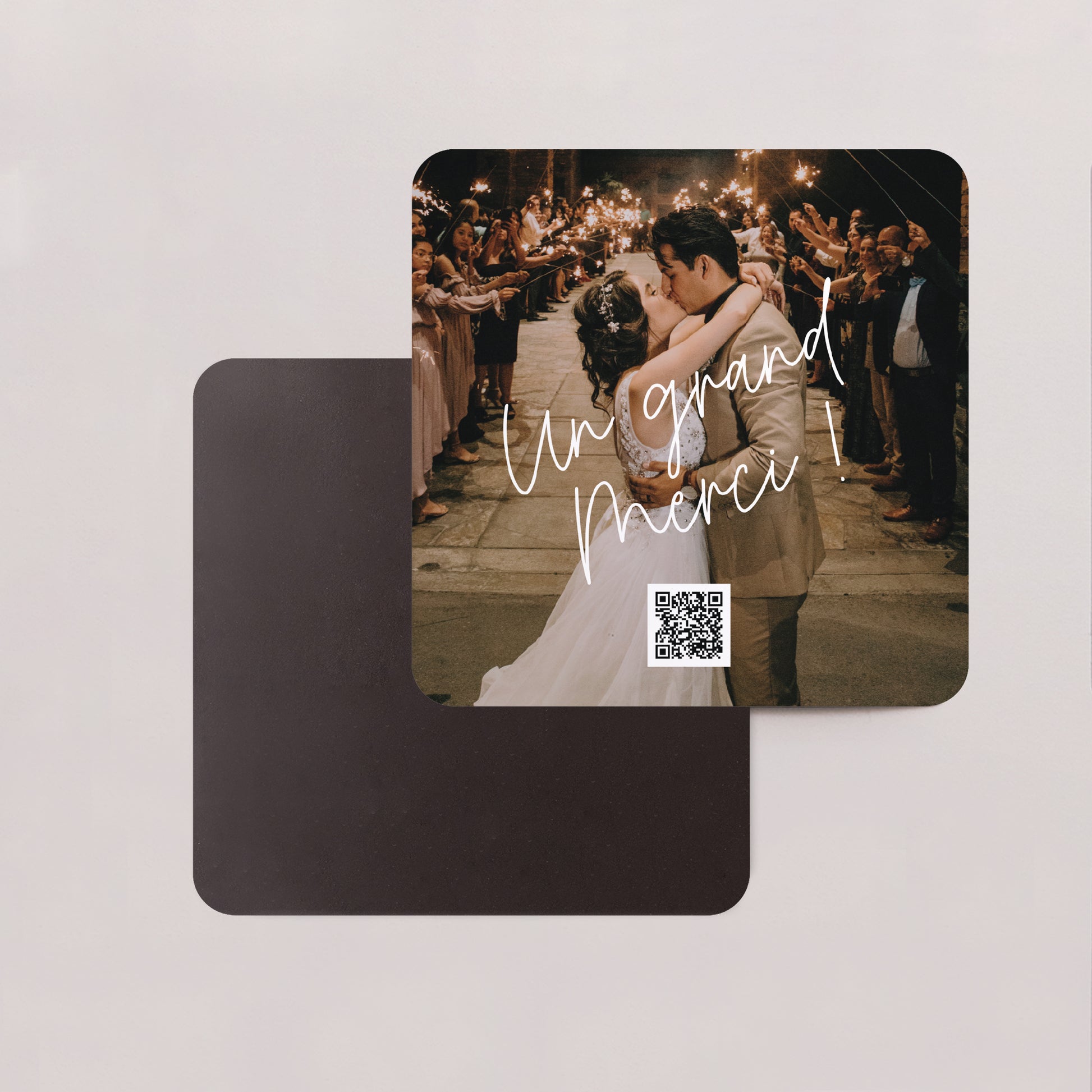 Remerciements Mariage Lot de 8, magnétique, carré coins arrondis For Ever photo N° 2