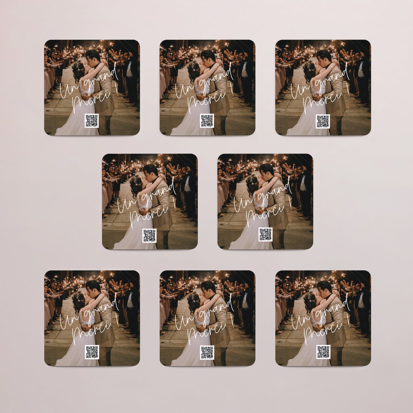 Remerciements Mariage Lot de 8, magnétique, carré coins arrondis For Ever photo N° 3