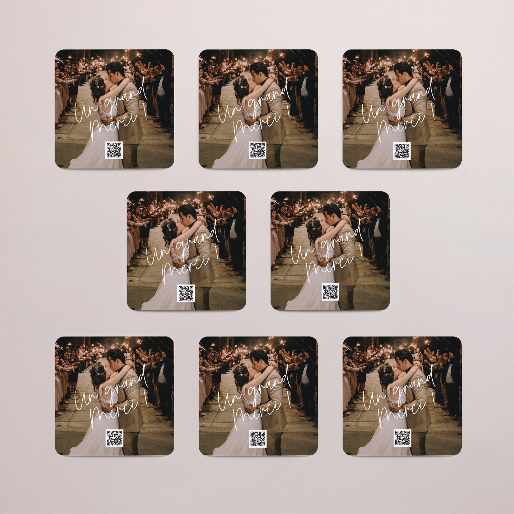 Remerciements Mariage Lot de 8, magnétique, carré coins arrondis For Ever photo N° 3