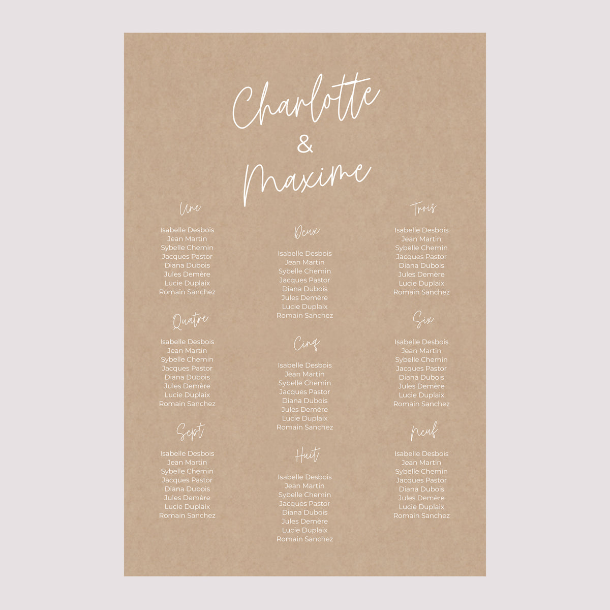 Plan de table Mariage Portrait 60 x 90 cm For Ever photo N° 2