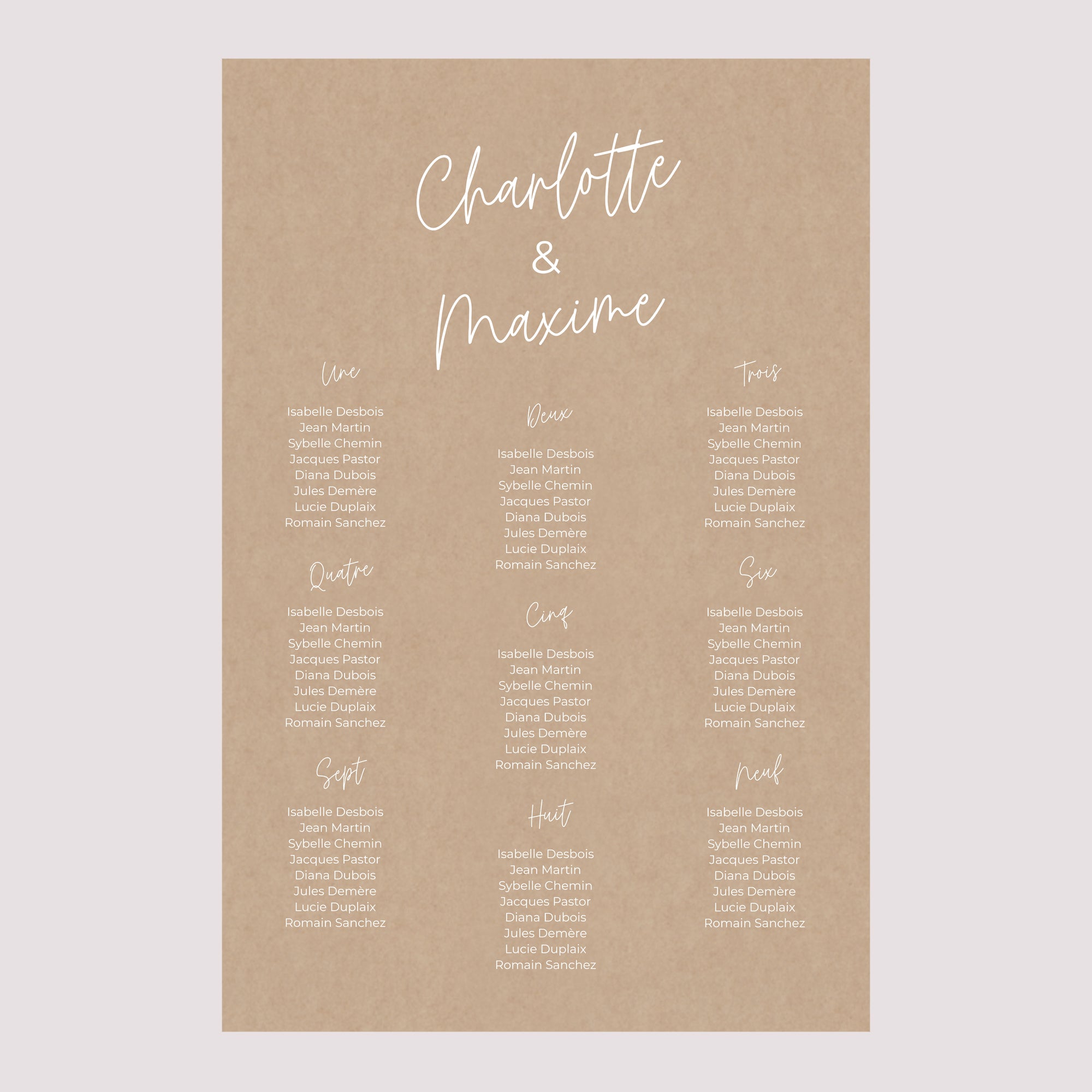 Plan de table Mariage Portrait 60 x 90 cm For Ever photo N° 2