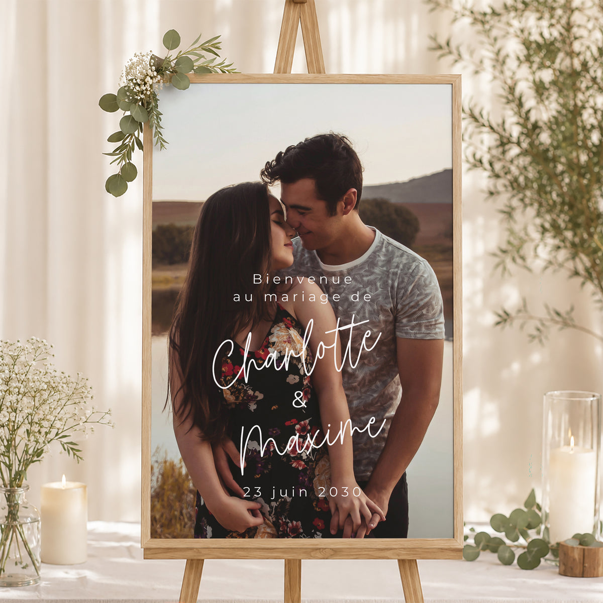 Panneau bienvenue Mariage Portrait 60 x 90 cm For Ever photo N° 1
