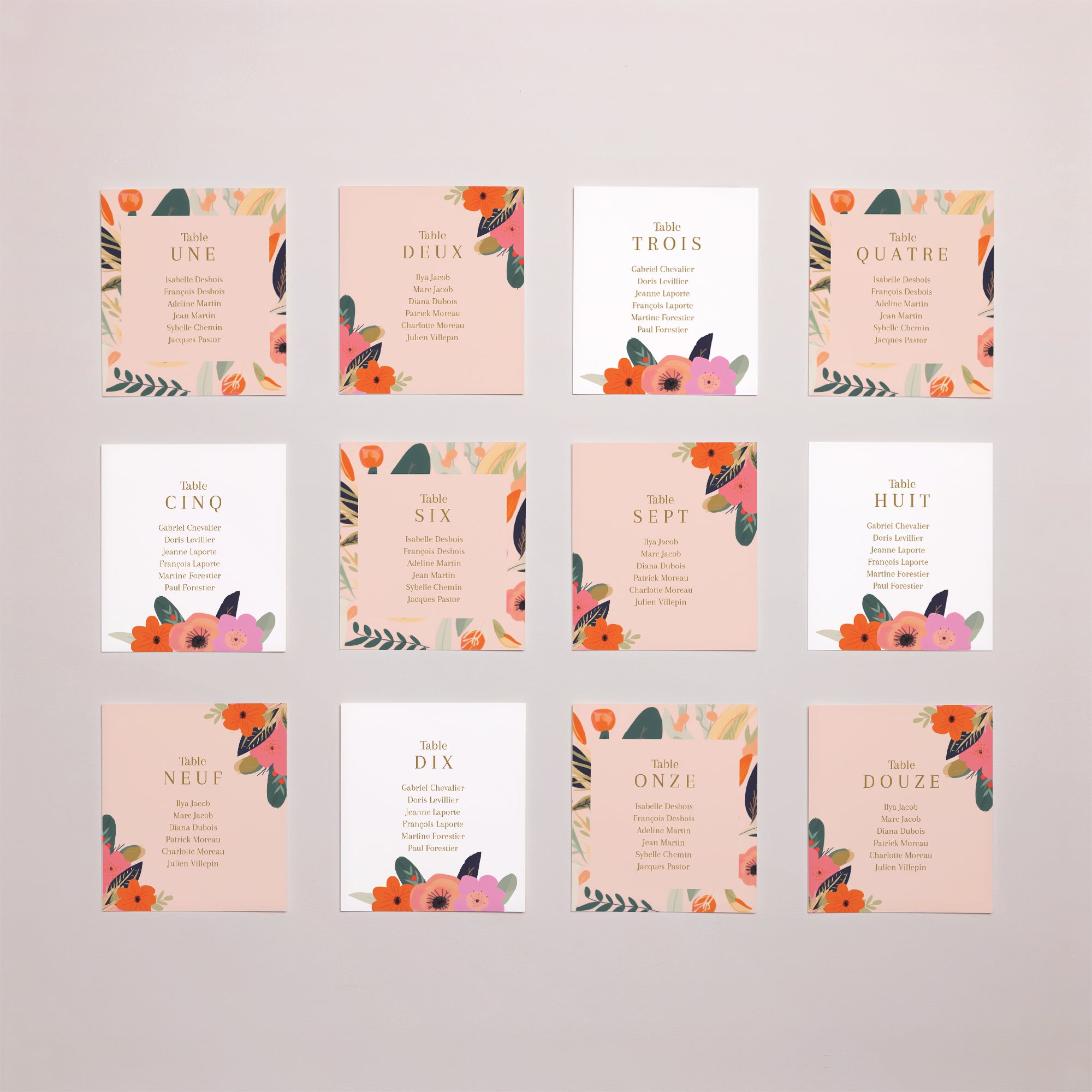 Plan de table Mariage Lot de 12 Farandole de Fleurs photo N° 1