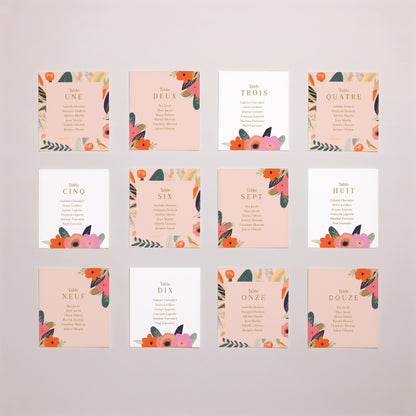 Plan de table Mariage Lot de 12 Farandole de fleurs photo N° 1