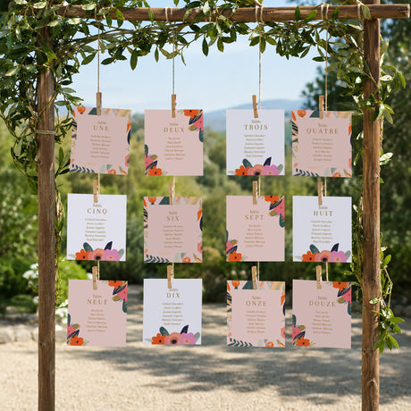 Plan de table Mariage Lot de 12 Farandole de Fleurs