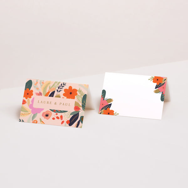 Marque-place Mariage 2 volets Farandole de Fleurs photo