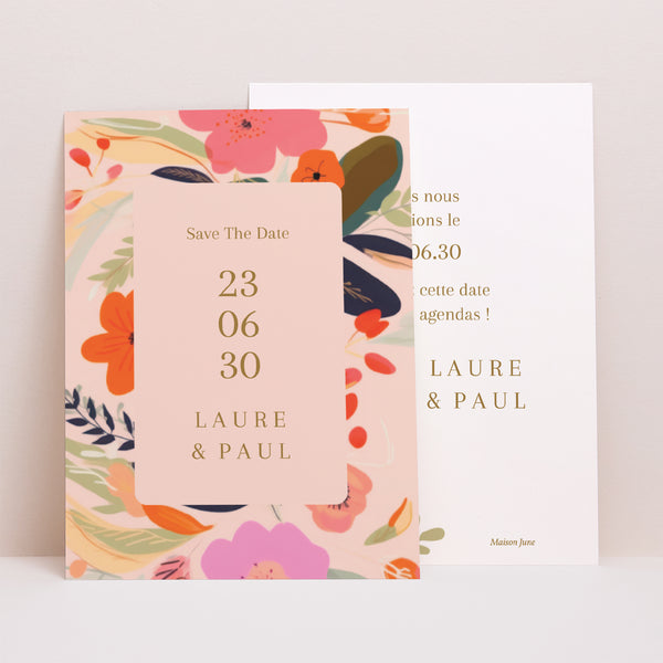 Save the date Mariage Portrait Farandole de Fleurs photo