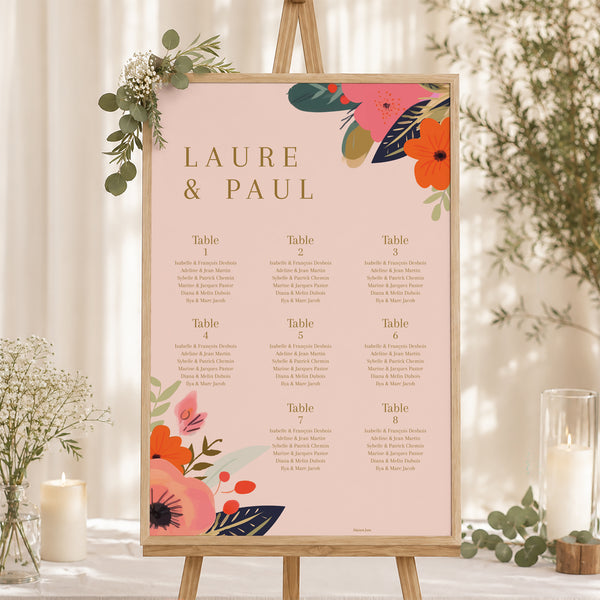 Plan de table Mariage Portrait 60 x 90 cm Farandole de Fleurs photo