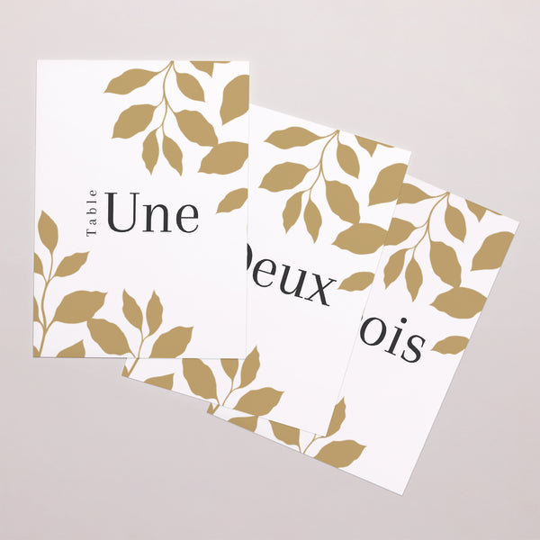 Marque table Mariage Rectangle Feuillage doré photo