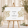 Panneau bienvenue Mariage Paysage 90 x 60 cm Feuillage doré photo N° 1