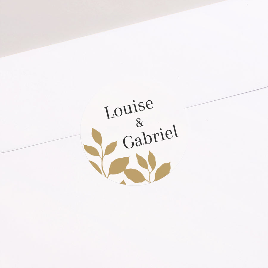 Sticker Mariage Rond feuillage doré photo
